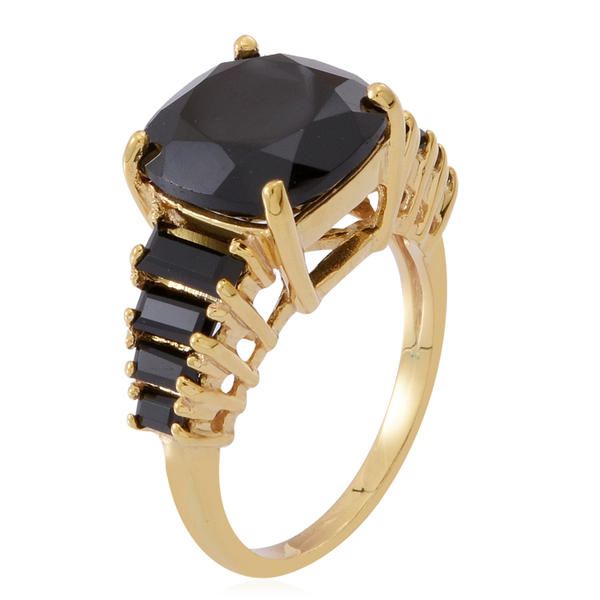 Boi Ploi Black Spinel (Cush 9.20 Ct) Ring in 14K Gold Overlay Sterling Silver 11.000 Ct. Silver wt 5.00 Gms.