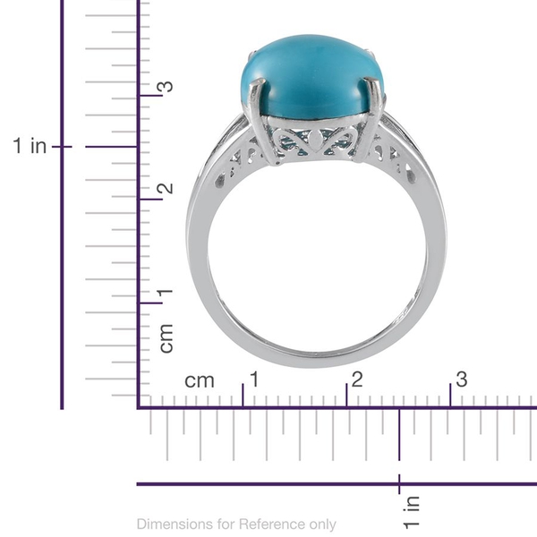 Arizona Sleeping Beauty Turquoise (Ovl) Solitaire Ring in Platinum Overlay Sterling Silver 6.750 Ct.
