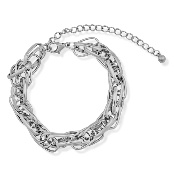 Prince of Wales Bracelet (Size 7 with Extender) in Silver Tone