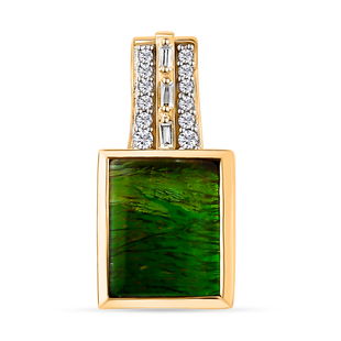 Ammolite and Natural Cambodian Zircon Pendant in Vermeil Yellow Gold Overlay Sterling Silver 2.60 Ct