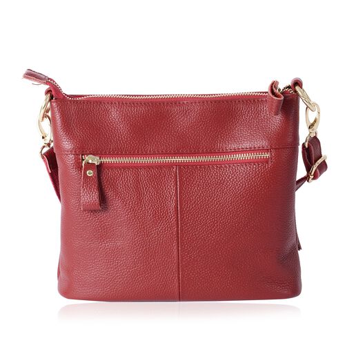 Super Soft 100% Genuine Leather Sassy Red Colour Cross Body Bag with Adjustable and Removable ...