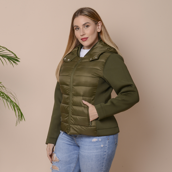 Solid Olive Green Insulated Women Jacket