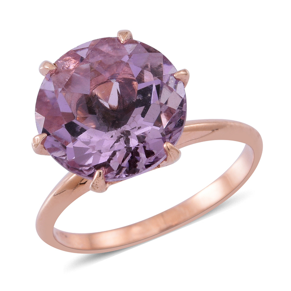 Rose De France Amethyst (Rnd) Solitaire Ring in Rose Gold Overlay Sterling Silver 5.500 Ct.