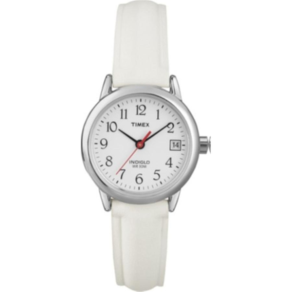 Timex Ladies Basic Round White Dial Watch With White Strap