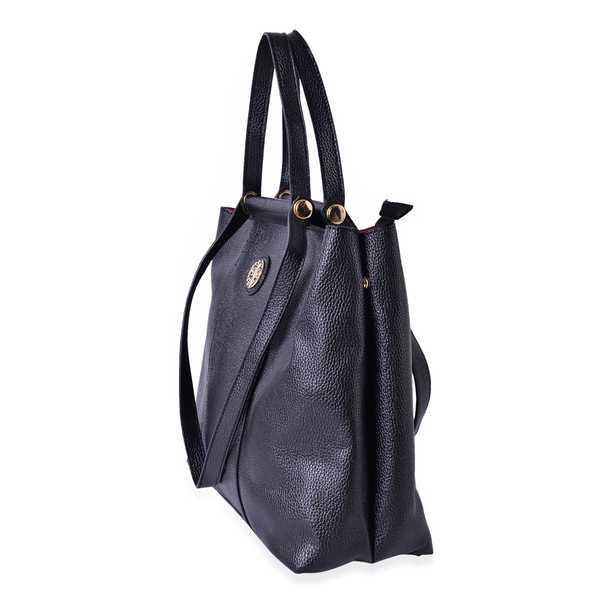 Black Colour Tote Bag with Shoulder Strap (Size 33x30.5x13.5 CM)