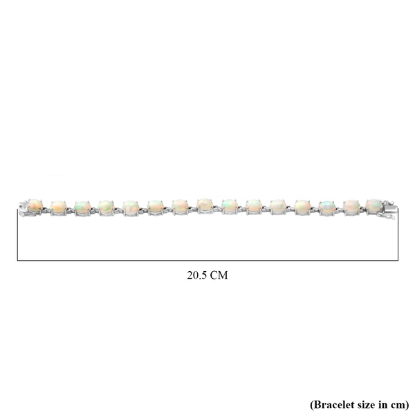 Wegel Tena  Opal Bracelet (Size - 7.5) in Rhodium Overlay Sterling Silver 17.55 Ct, Silver Wt. 12.00 Gms