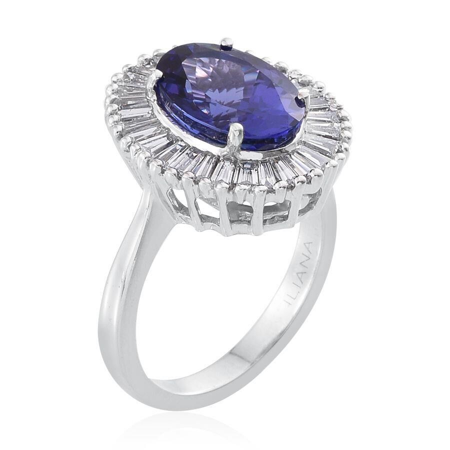 ILIANA 18K W Gold AAA Tanzanite (Ovl 4.00 Ct), Diamond Ring 5.250 Ct.