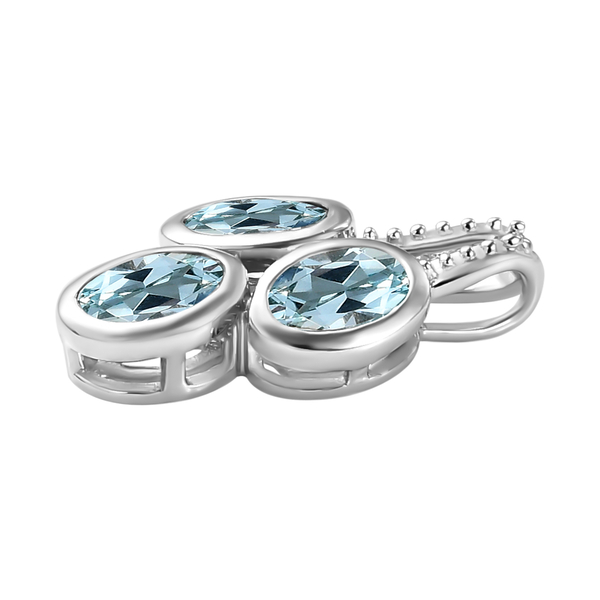 Espirito Santo Aquamarine Pendant in Platinum Overlay Sterling Silver 1.26 Ct.