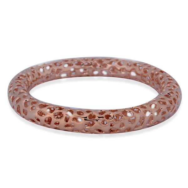 RACHEL GALLEY Rose Gold Overlay Sterling Silver Allegro Bangle (Size 8.75 / Extra Large), Silver wt 46.12 Gms.
