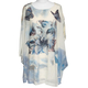 Viscose and Cotton Floral and Butterfly Watercolour Print Floaty Chiffon Top - Blue