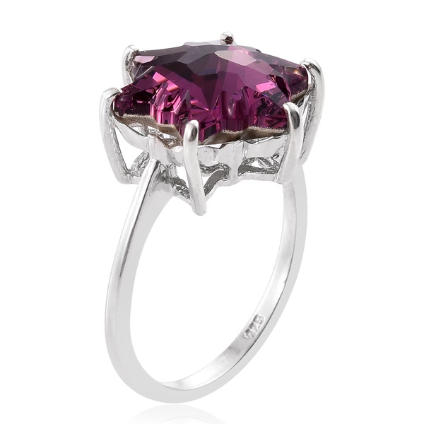 STELLARIS CUT Lustro Stella  - Rubellite Colour Crystal Solitaire Ring in Platinum Overlay Sterling Silver