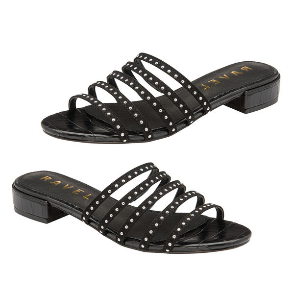 Ravel Alena Women's Slip On Sandals with Studded Straps in Black