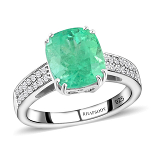 RHAPSODY 950 Platinum AAAA Boyaca Colombian Emerald and Diamond Ring 4.00 Ct, Platinum Wt. 6.86 Gms