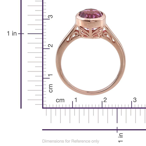 Kunzite Colour Quartz (Ovl) Solitaire Ring in Rose Gold Overlay Sterling Silver 4.000 Ct.