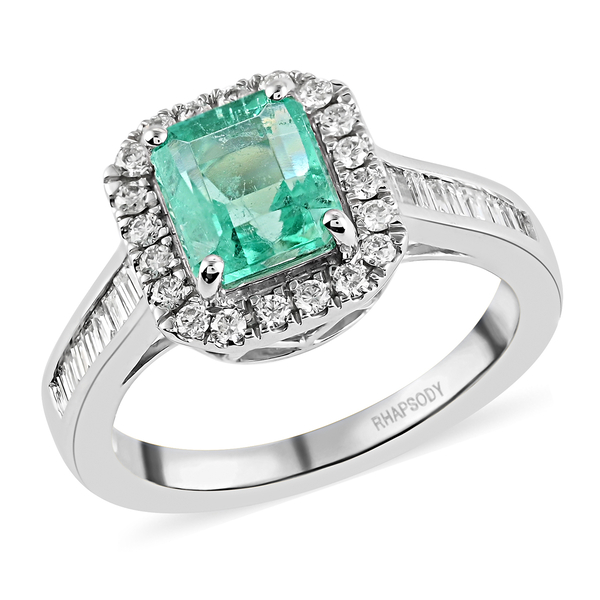 RHAPSODY 950 Platinum Boyaca Colombian Emerald and Diamond Ring 2.20 Ct, Platinum Wt. 7.53 Gms