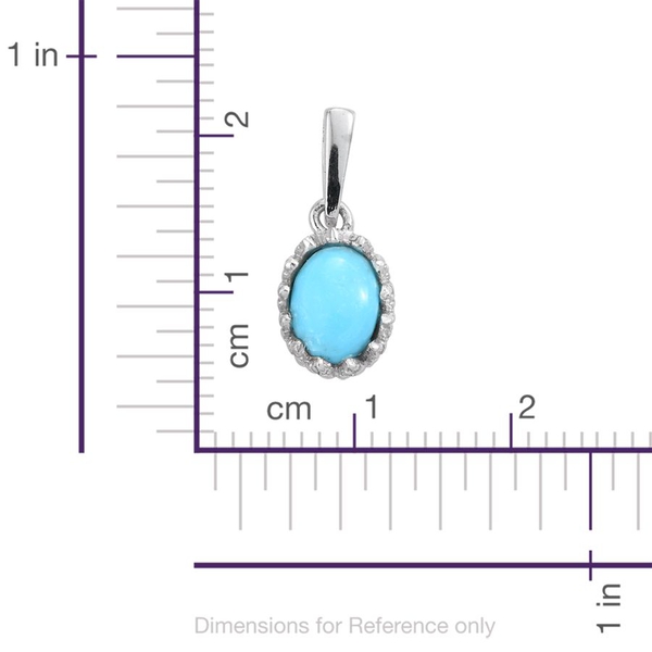 Arizona Sleeping Beauty Turquoise (Ovl) Solitaire Pendant in Platinum Overlay Sterling Silver 0.750 Ct.