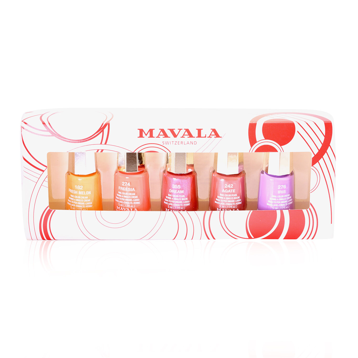 Mavala- Set of 5 Autumn Sun Nail Polish 5 ml - Fresh Melon 182, Freesia 274, Dream 355, Agate 242, I