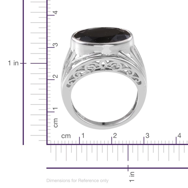 Boi Ploi Black Spinel (Ovl) Solitaire Ring in Platinum Overlay Sterling Silver 9.000 Ct.