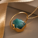 Emerald Circle Pendant with Chain (Size 20) in 14K Gold Overlay Sterling Silver 12.96 Ct.
