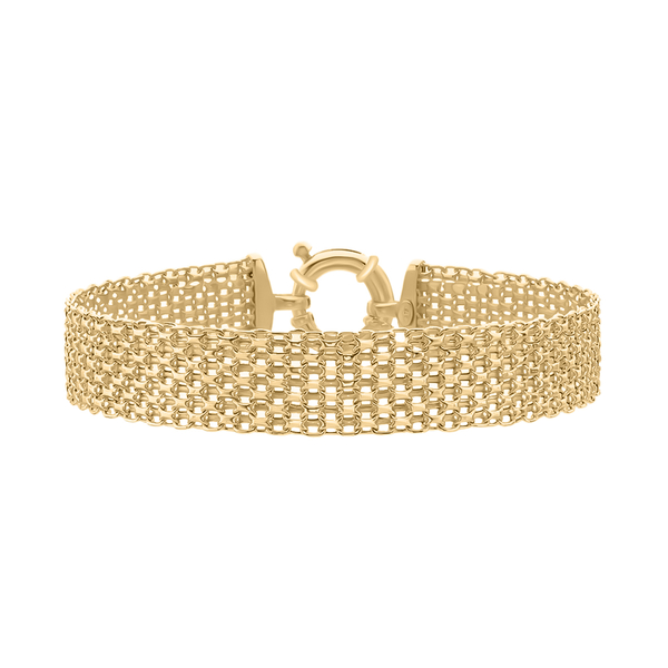 Hatton Garden Close Out - 9K Yellow Gold Bismark Bracelet (Size - 7.5) with Senorita Clasp, Gold Wt.