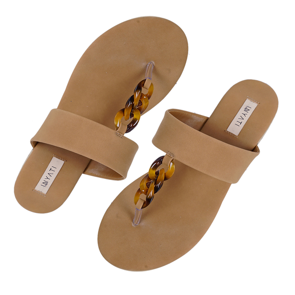 Inyati - LEANDRA Thong Style Sandal in Toasted Nut Colour