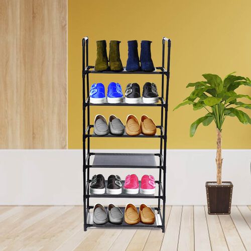 Portable 6 Layer Shoe Rack (Size 43x100x29cm) Black 3572545 TJC
