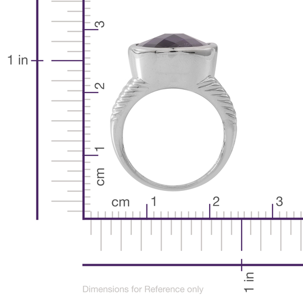 Very Rare Size Zambian Amethyst (Ovl) Ring in Rhodium Plated Sterling Silver 15.750 Ct. Silver wt. 9.00 Gms.