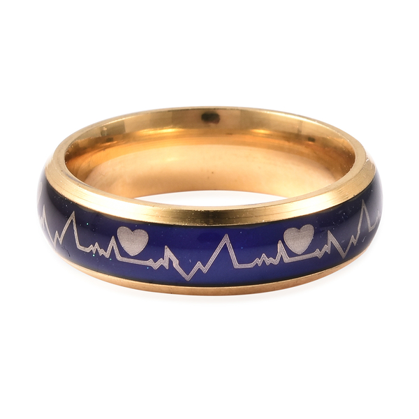 New Concept Mood Band Ring Heartbeats Design in Gold Tone