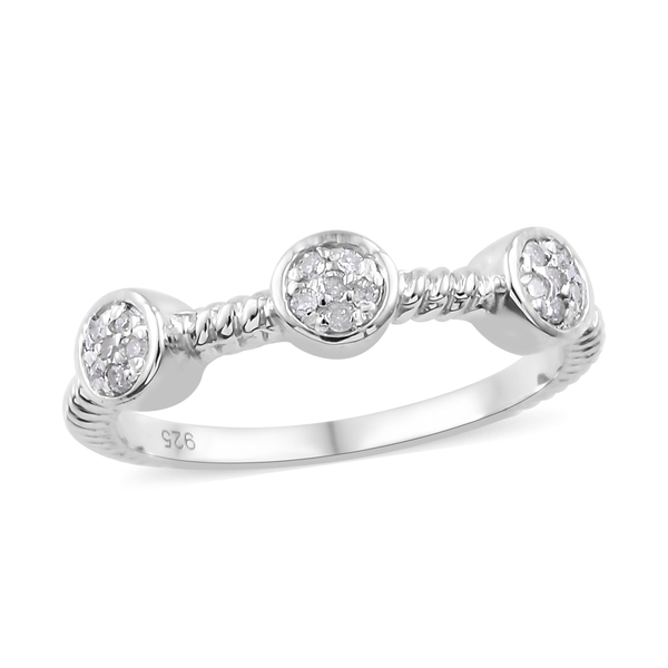 Diamond Constellation Cluster Ring in Platinum Overlay Sterling Silver
