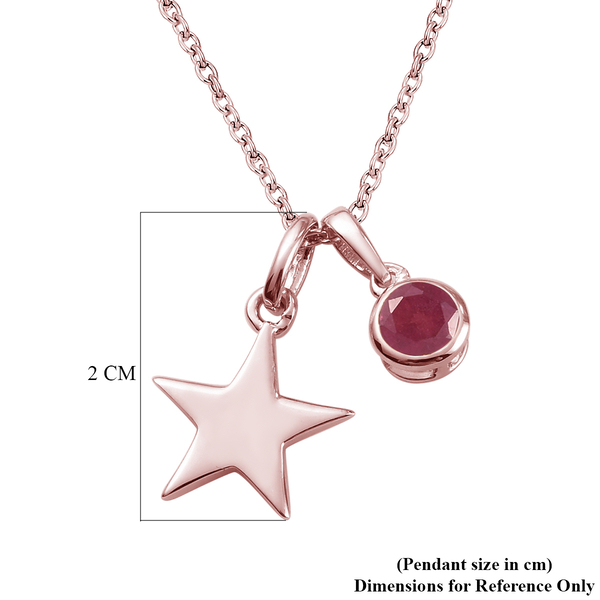 African Ruby (FF) 2 Pcs Pendant with Chain (Size 20) with Lobster Clasp in Rose Gold Overlay Sterling Silver