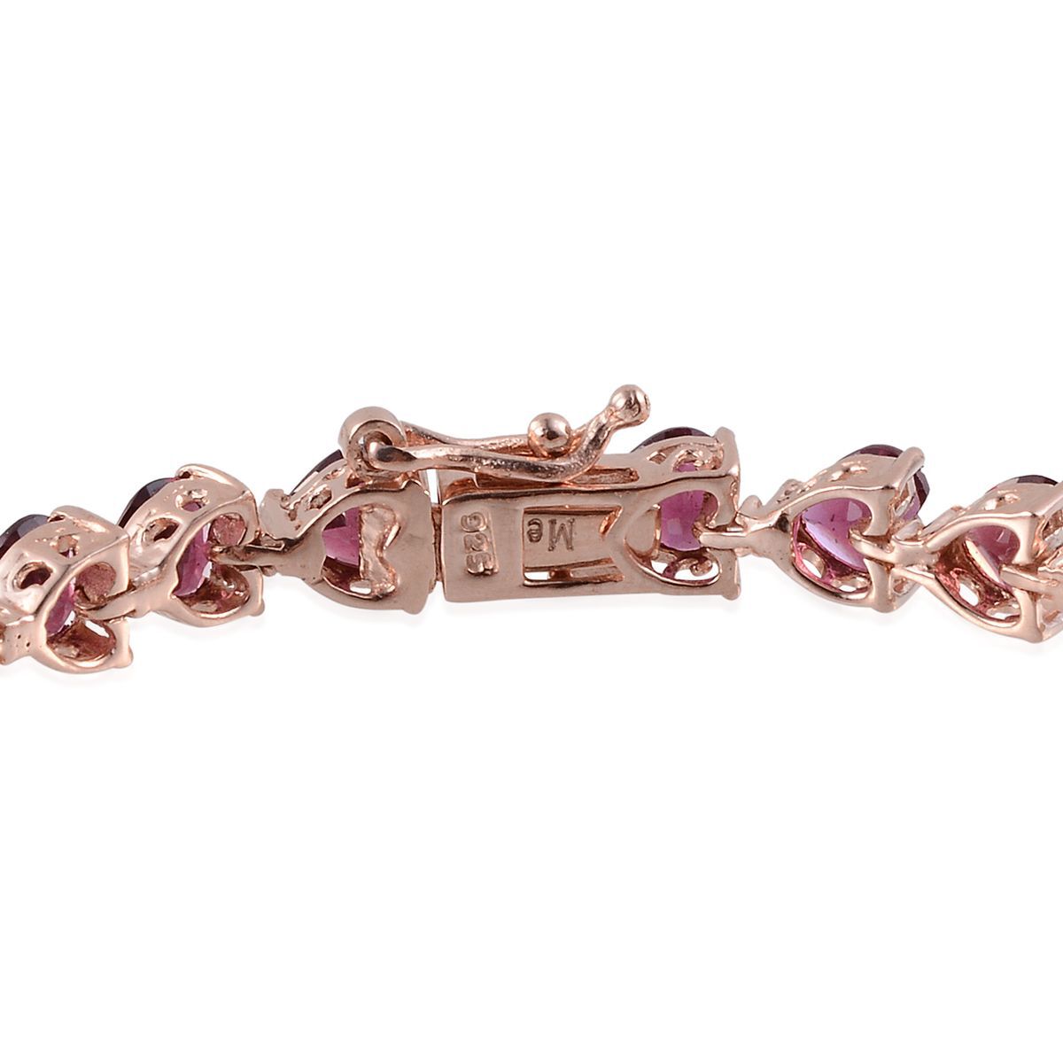 Rhodolite Garnet (Hrt) Bracelet in Rose Gold Overlay Sterling Silver (Size 7.5) 17.000 Ct.