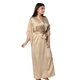 100% Mulberry Silk Long Robe with Kimono Style Sleeves with Lace  in Gift Box (Size S-M ) - Gold