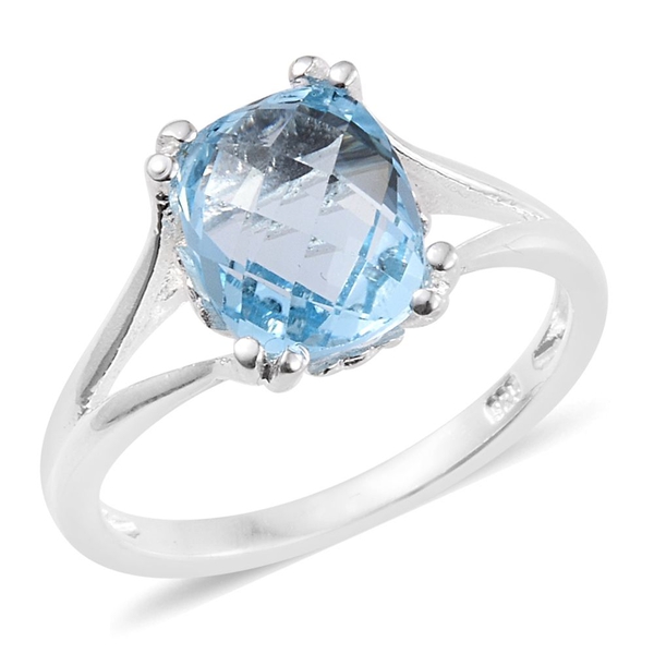 Sky Blue Topaz (Cush) Solitaire Ring in Sterling Silver 2.500 Ct.