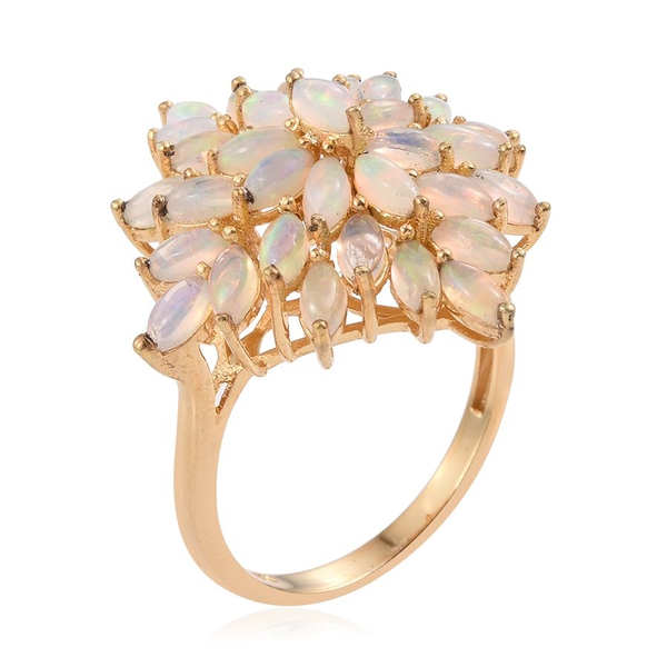 Ethiopian Welo Opal (Mrq) Cluster Ring in 14K Gold Overlay Sterling Silver 3.500 Ct.