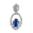 Kyanite and Natural Cambodian Zircon Pendant in Platinum Overlay Sterling Silver 1.14 Ct.