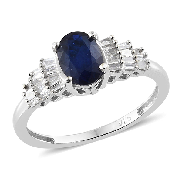 1 Carat Blue Spinel and Diamond Ballerina Ring in Sterling Silver