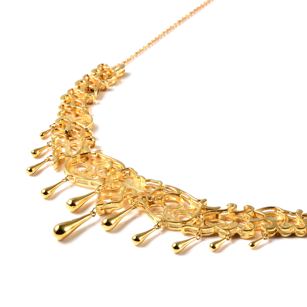 LucyQ Drip Collection - Yellow Gold Overlay Sterling Silver Necklace (Size 16 with 2 inch Extender), Silver wt 33.54 Gms