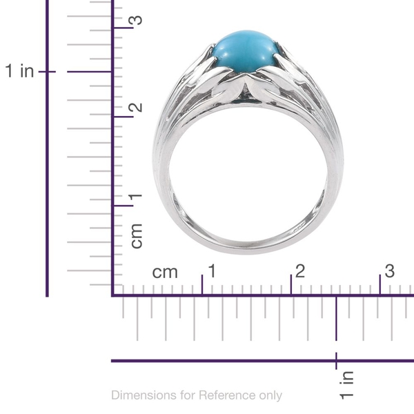 Arizona Sleeping Beauty Turquoise (Ovl) Solitaire Ring in Platinum Overlay Sterling Silver 2.000 Ct.