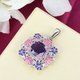 GP Italian Garden Collection - Lusaka Amethyst, Natural Cambodian Zircon and Multi Gemstone Enamelled Pendant in Platinum Overlay Sterling Silver 4.21 Ct