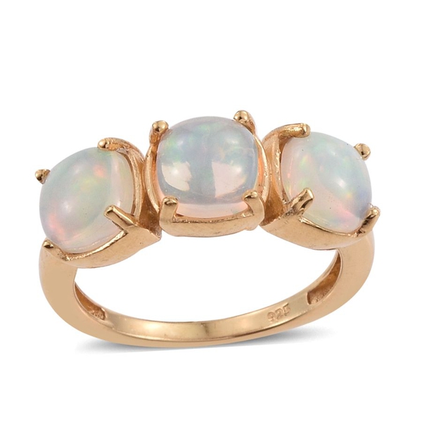 Ethiopian Welo Opal (Cush) Trilogy Ring in 14K Gold Overlay Sterling Silver 2.000 Ct.