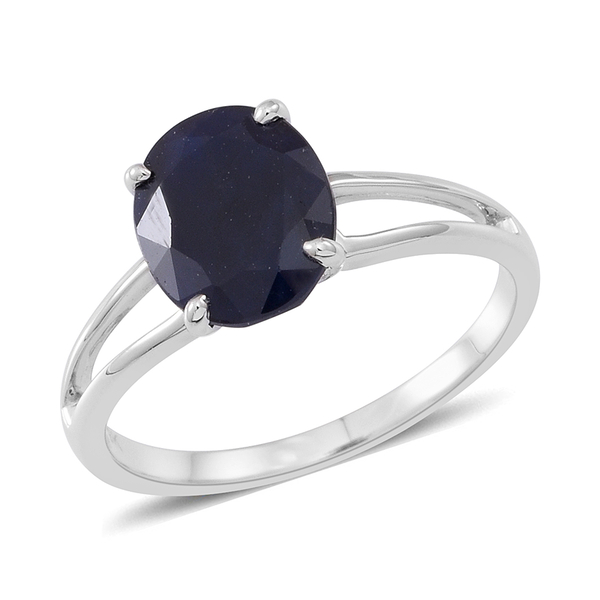 9K W Gold AAA Madagascar Blue Sapphire (Ovl) Solitaire Ring 3.500 Ct.