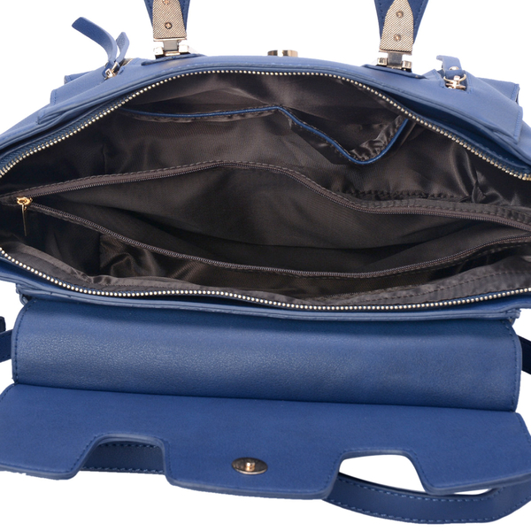Navy Blue Perfect Pocket Tote Bag With Adjustable and Removable Strap (Size 38x23.5x10 Cm)