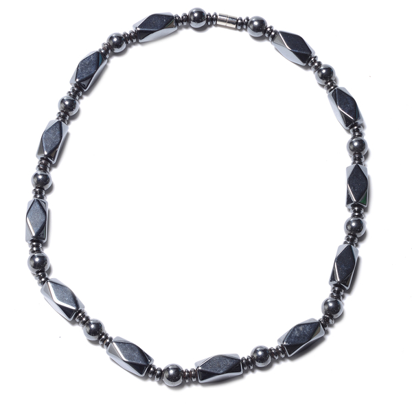 2 Piece Set - Hematite Necklace (Size 20) with Magnetic Lock and Stretchable Bracelet (Size 7.5) 922.50 Ct.