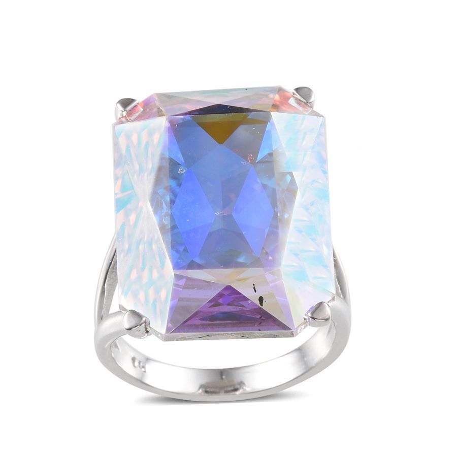 - AB Crystal (Oct) Ring in ION Plated Platinum Bond 26.500 Ct.