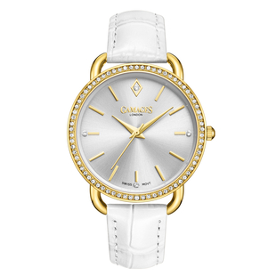 GAMAGES OF LONDON Ladies Symphony Swiss Quartz Movement White Dial Water Resistant Watch with White 