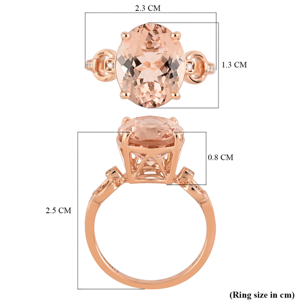 14K Rose Gold AGI Certified AAA Morganite and Diamond (I1-I2/G-H) Ring 4.50 Ct.
