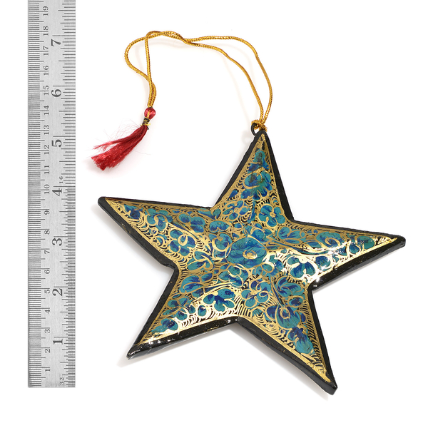 Home Decor - Set of 3 - Turquoise, Black and Golden Colour Wall Hanging Christmas Stars