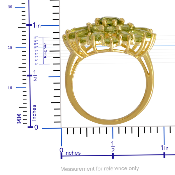 Hebei Peridot (Rnd 0.50 Ct) Cluster Ring in Yellow Gold Overlay Sterling Silver 4.750 Ct.