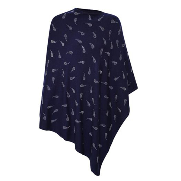 Kris Ana Paisley Scattered Navy Poncho One Size (8-18)