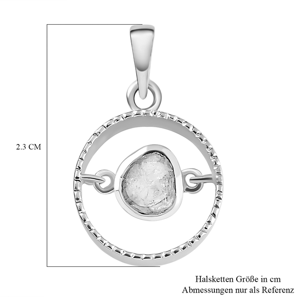 Artisan Crafted Polki Diamond Pendant in Platinum Overlay Sterling Silver 0.15 Ct.